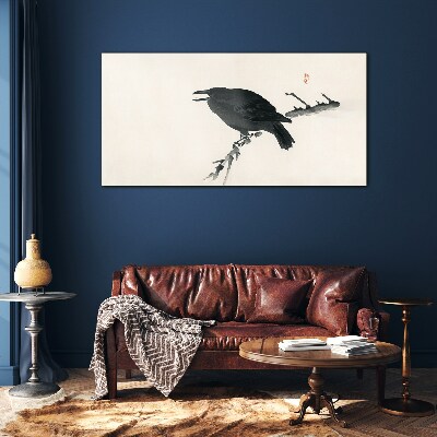 Bird crow Glass Wall Art