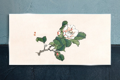 Magnolia flower on a branch Glass Wall Art