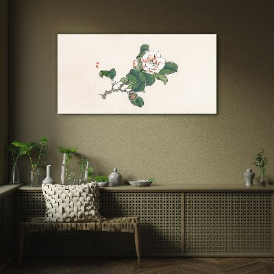 Magnolia flower on a branch Glass Wall Art
