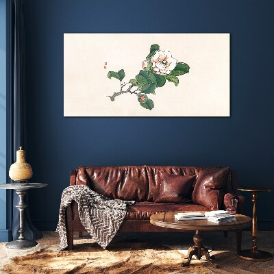 Magnolia flower on a branch Glass Wall Art
