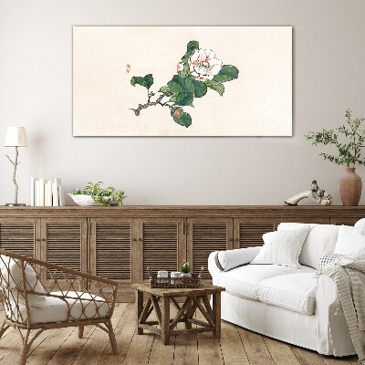 Magnolia flower on a branch Glass Wall Art