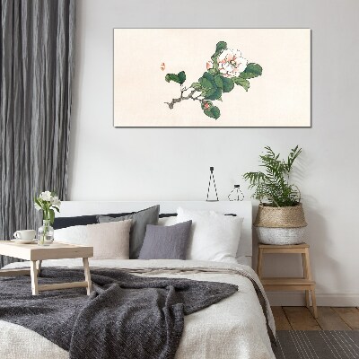 Magnolia flower on a branch Glass Wall Art
