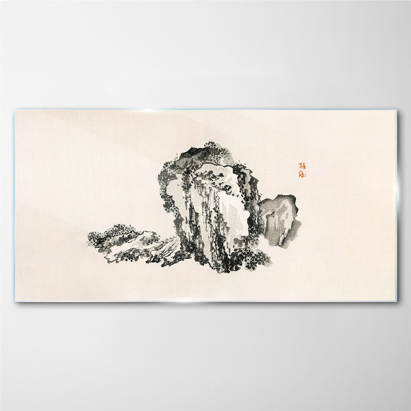 Landscape in black and white Glass Wall Art