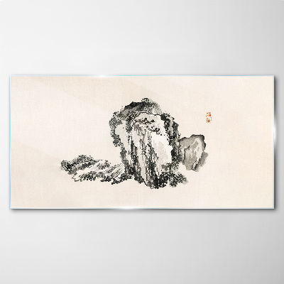 Landscape in black and white Glass Wall Art