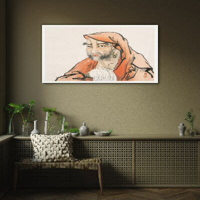 Portrait of a woman in traditional costume Glass Wall Art