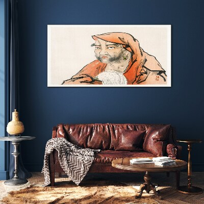 Portrait of a woman in traditional costume Glass Wall Art