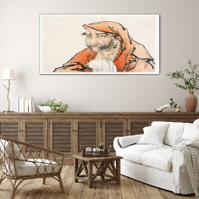 Portrait of a woman in traditional costume Glass Wall Art