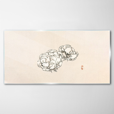 Flowers on a light background Glass Wall Art