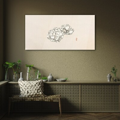 Flowers on a light background Glass Wall Art