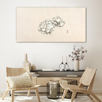 Flowers on a light background Glass Wall Art