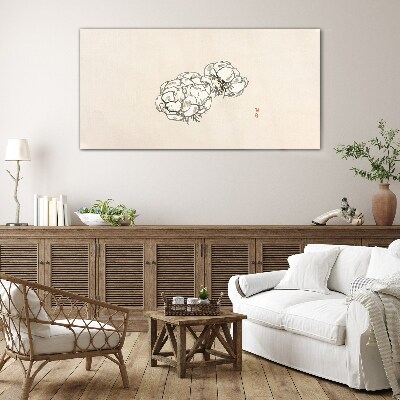 Flowers on a light background Glass Wall Art
