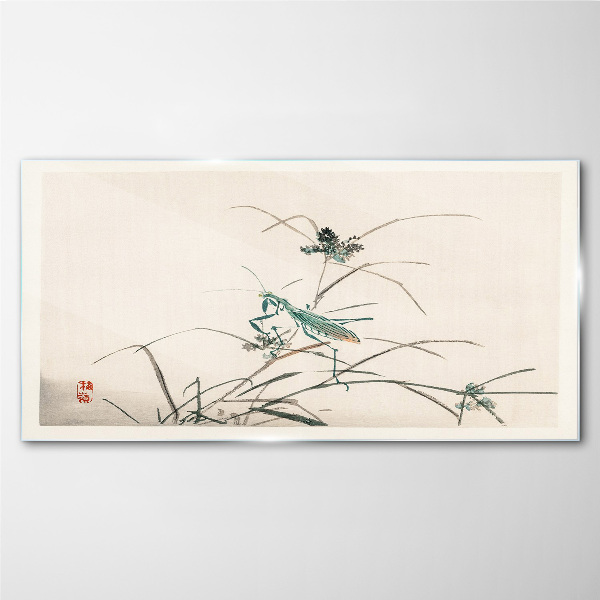 Butterfly on the grass Glass Wall Art