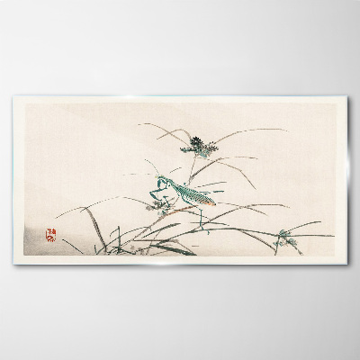 Butterfly on the grass Glass Wall Art