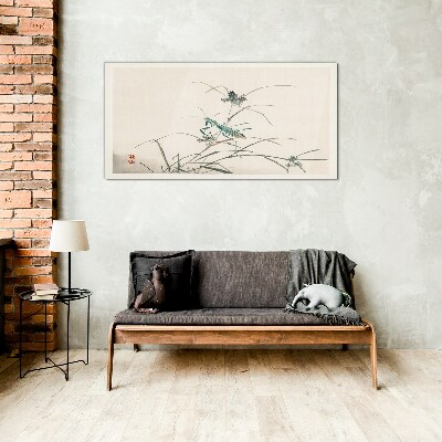 Butterfly on the grass Glass Wall Art