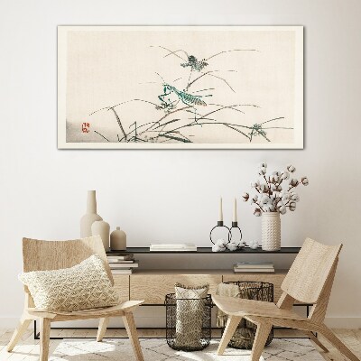 Asian branches of insects Glass Wall Art