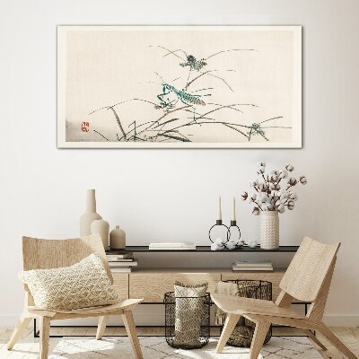 Butterfly on the grass Glass Wall Art