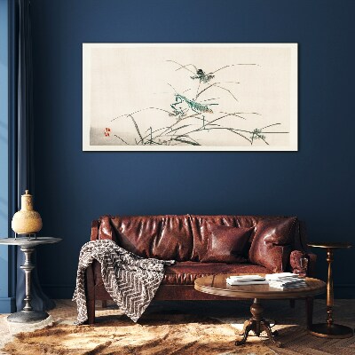 Butterfly on the grass Glass Wall Art