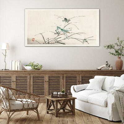 Butterfly on the grass Glass Wall Art