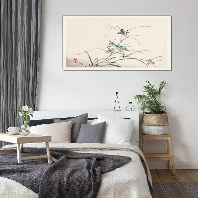 Butterfly on the grass Glass Wall Art