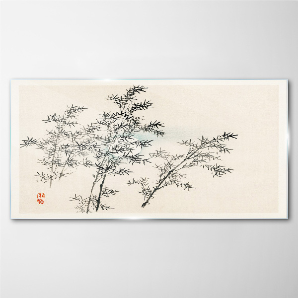 Bamboo reflections in delicate shades Glass Wall Art