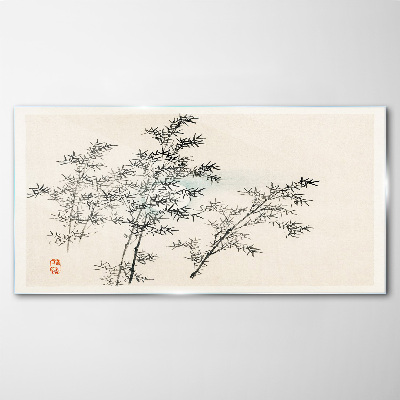 Asian tree branches Glass Wall Art