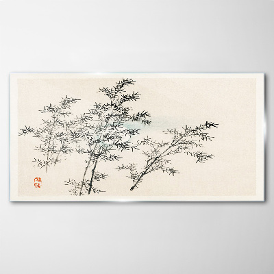 Bamboo reflections in delicate shades Glass Wall Art