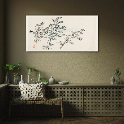 Bamboo reflections in delicate shades Glass Wall Art