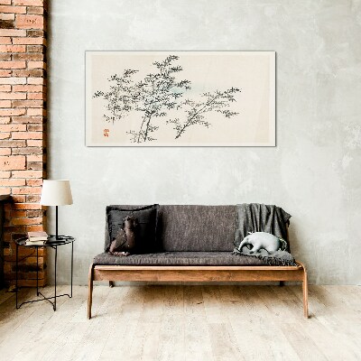 Bamboo reflections in delicate shades Glass Wall Art