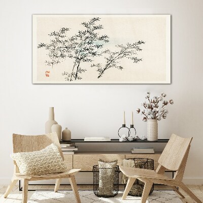 Bamboo reflections in delicate shades Glass Wall Art