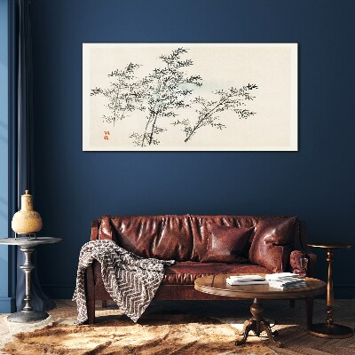 Bamboo reflections in delicate shades Glass Wall Art