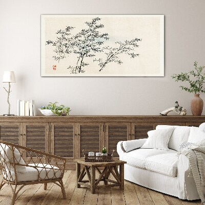 Bamboo reflections in delicate shades Glass Wall Art