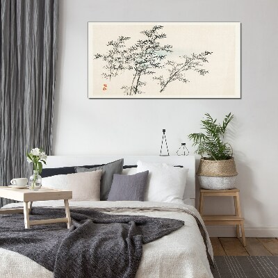 Bamboo reflections in delicate shades Glass Wall Art