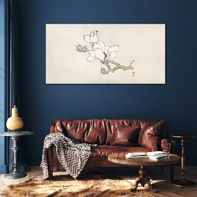 Magnolia flowers on a light background Glass Wall Art