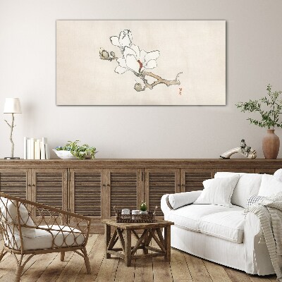 Magnolia flowers on a light background Glass Wall Art