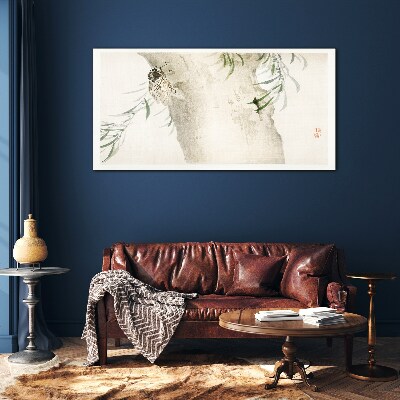 Cicada on the branch background Glass Print