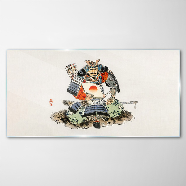 Samurai in traditional costume Glass Print