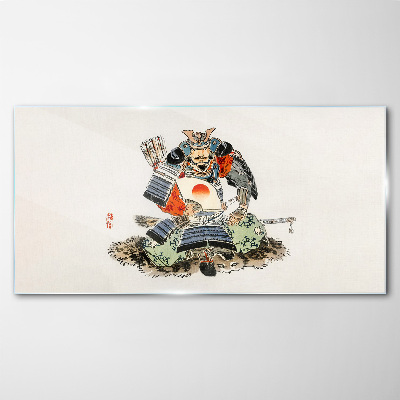 Samurai in traditional costume Glass Print