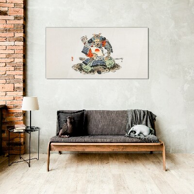 Samurai in traditional costume Glass Print