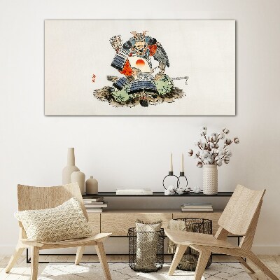 Samurai in traditional costume Glass Print
