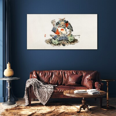 Samurai in traditional costume Glass Print
