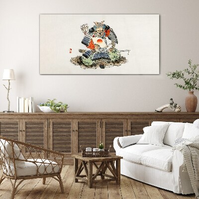Samurai in traditional costume Glass Print