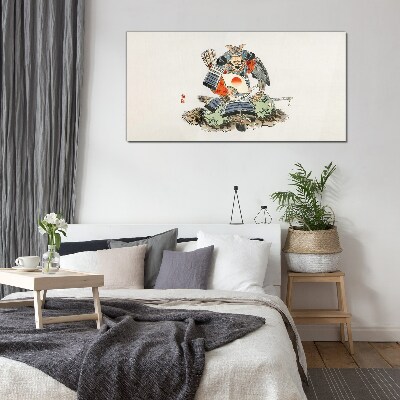 Samurai in traditional costume Glass Print