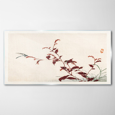 Slender branches with a dragonfly Glass Print