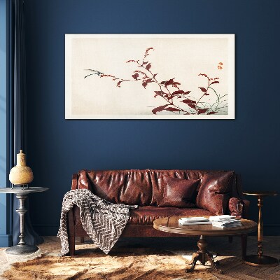 Slender branches with a dragonfly Glass Print