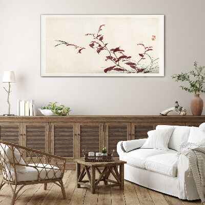 Slender branches with a dragonfly Glass Print