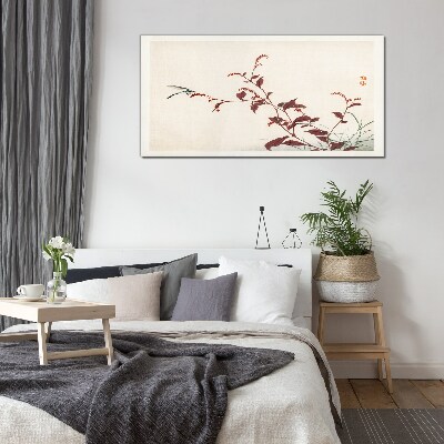 Asian branches of leaves Glass Print