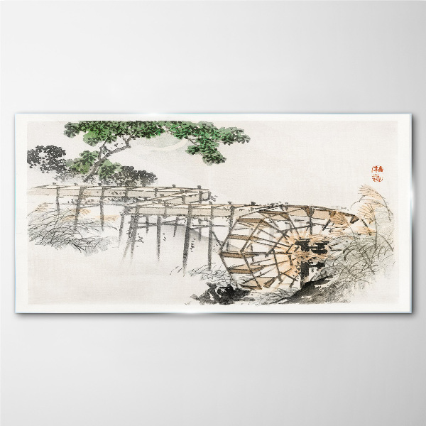 Peace at the water mill Glass Print