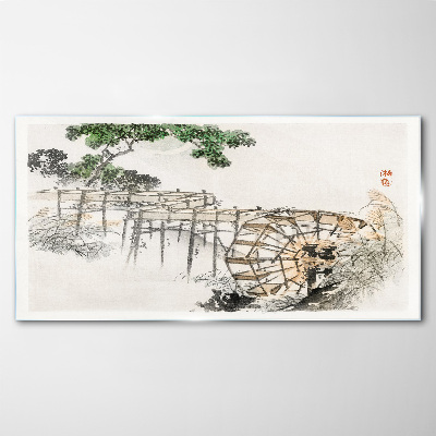 Peace at the water mill Glass Print