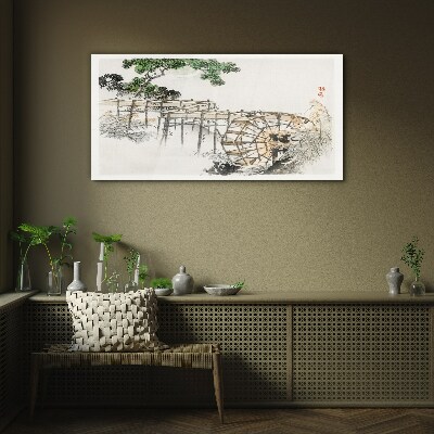 Peace at the water mill Glass Print