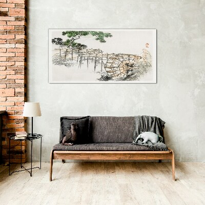 Peace at the water mill Glass Print